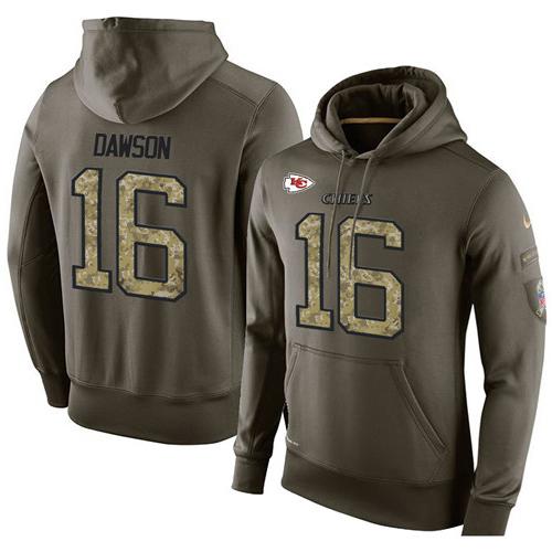NFL Men's Nike Kansas City Chiefs #16 Len Dawson Stitched Green Olive Salute To Service KO Performance Hoodie - Click Image to Close